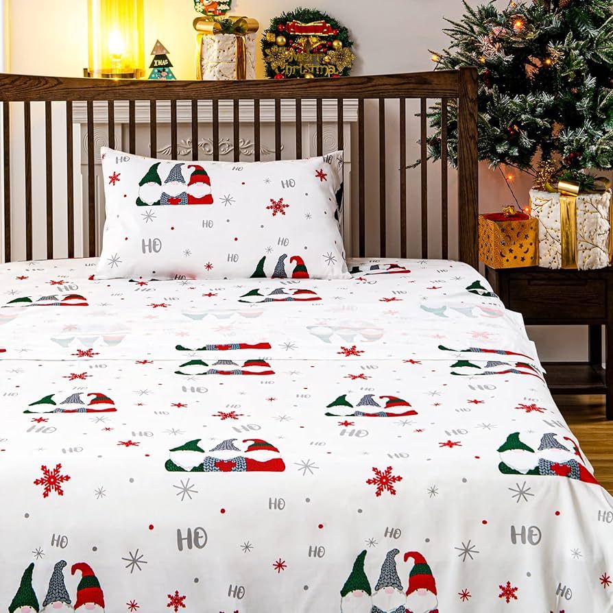 BYSURE Kids Twin Size Bed Sheets, Christmas Dwarf Pattern 14" Deep Pocket 3 Pieces Sheets Set, Ea... | Amazon (US)