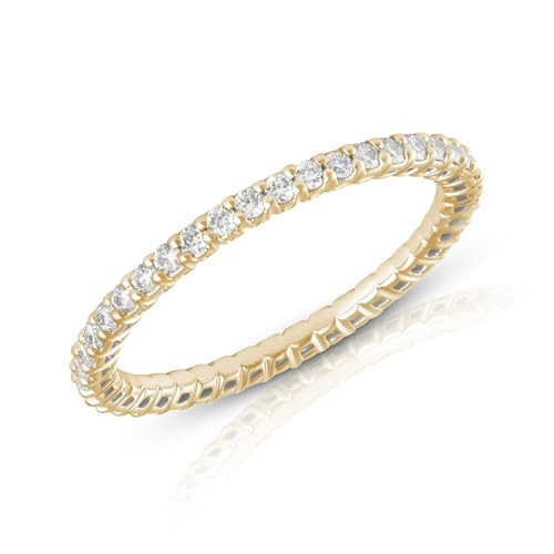 Amazon Essentials IGI Certified Lab Grown Diamond Eternity Band in Solid Gold, Stackable Women's Rings, 0.5 Carat, VS1-VS2 Clarity, G-H Color, 14k Yellow Gold, Size 6.5 | Amazon (US)