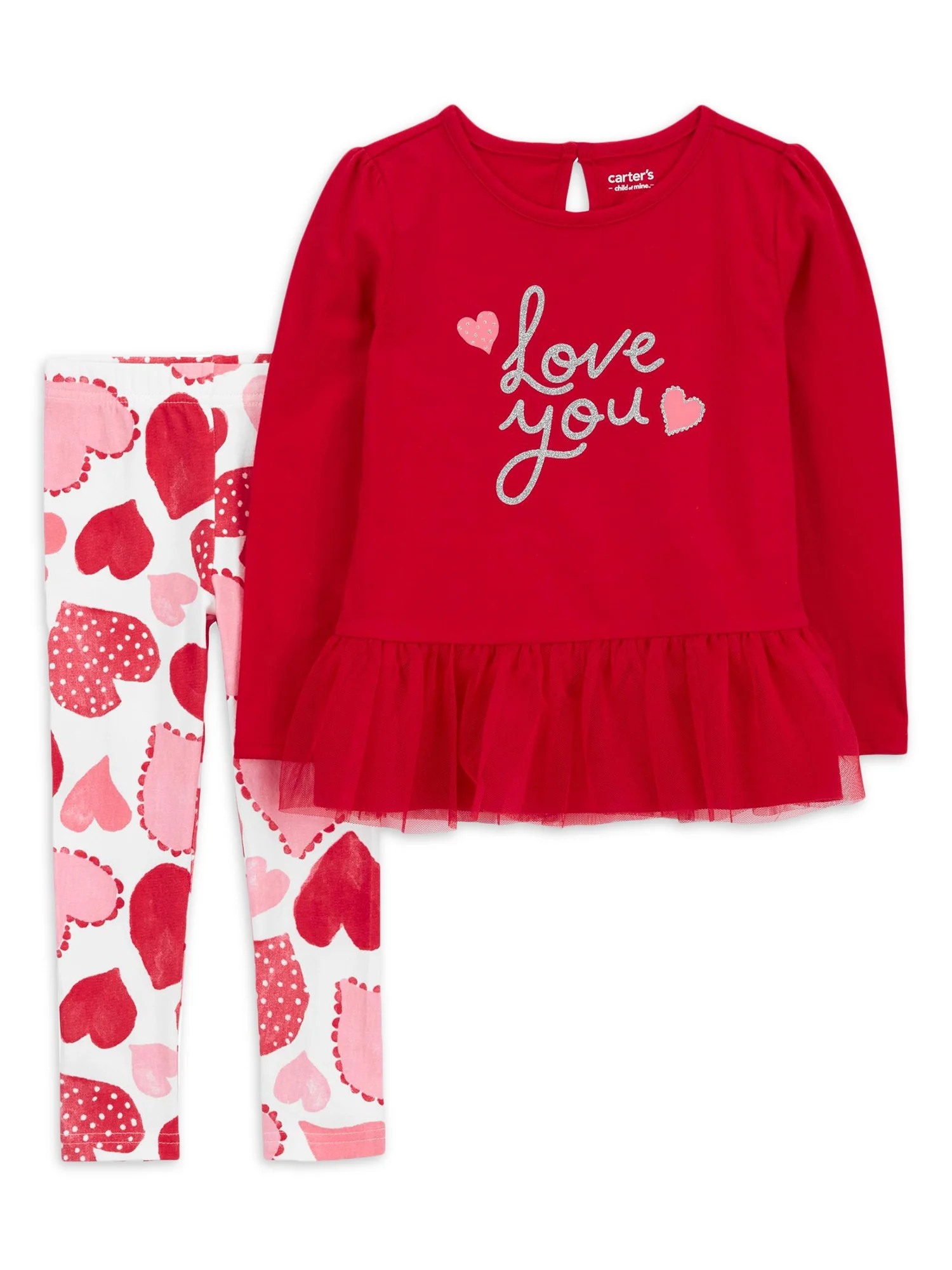 Carter's Child of Mine Baby and Toddler Girl Valentine's Day Outfit Set, 2-Piece, Sizes 12M-5T - ... | Walmart (US)