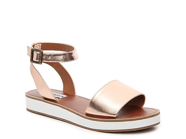 Steve Madden Miley Wedge Sandal - Women's - Rose Gold Metallic | DSW