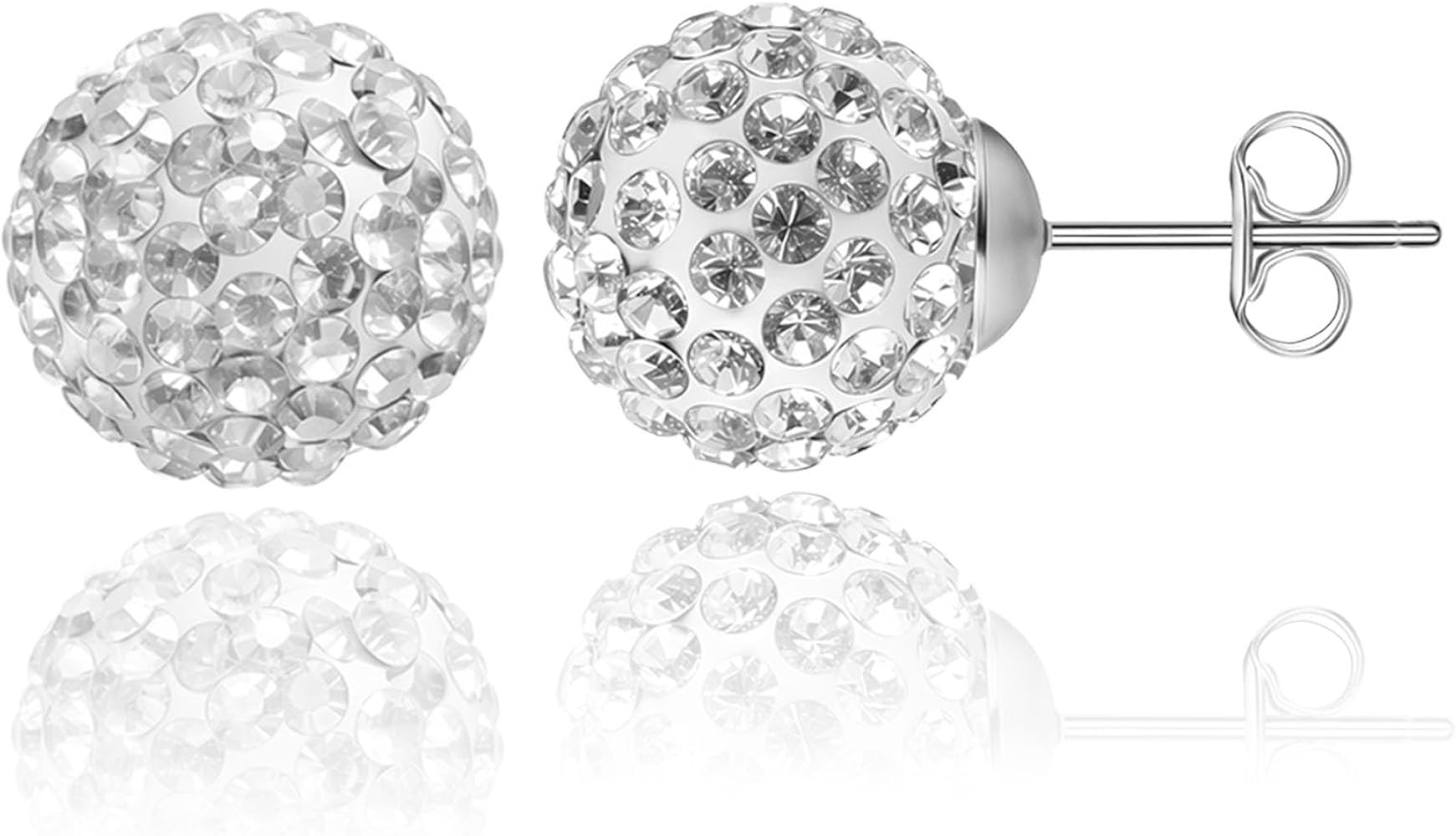 AOEDEJ 1 Piece Disco Ball Earrings for Women Silver Ball Earrings Crystal Earrings Studs Silver C... | Amazon (US)