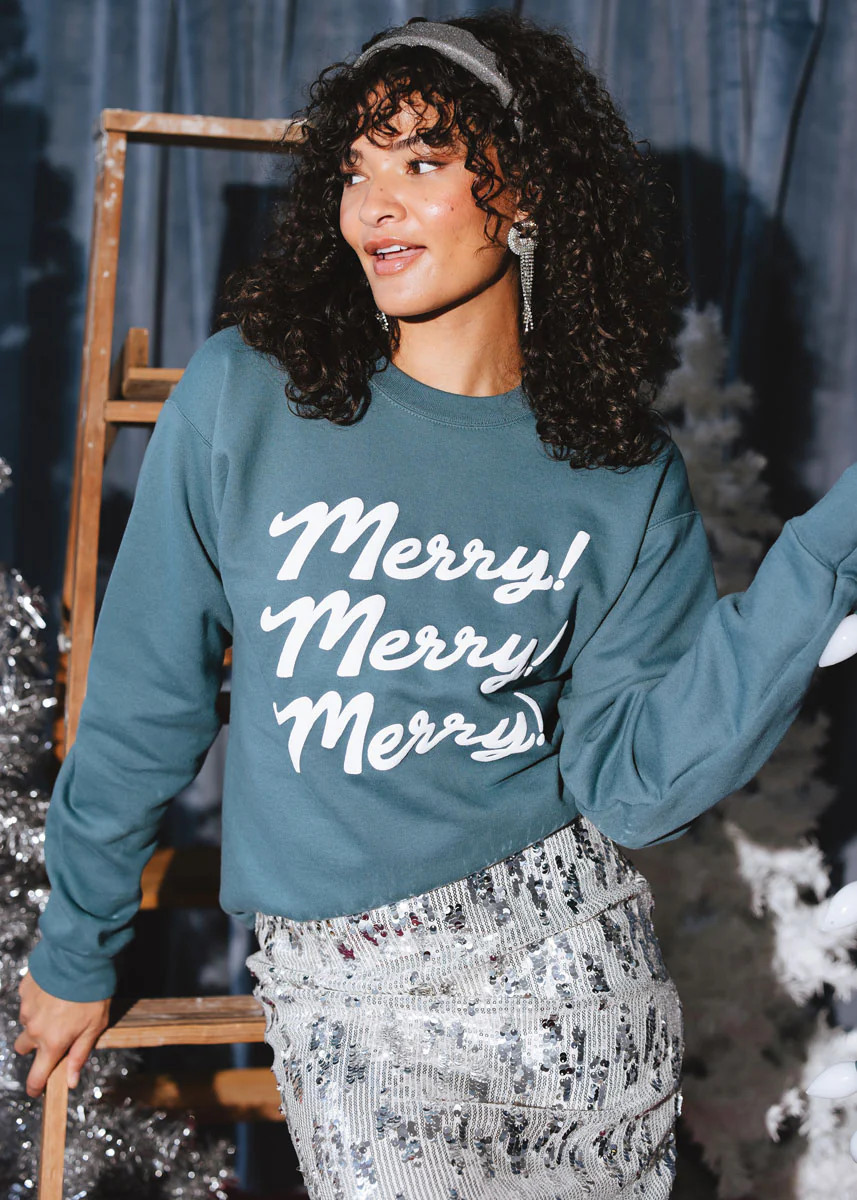 Merry! Merry! Merry! Crewneck Sweatshirt - Alpine | Alice & Wonder