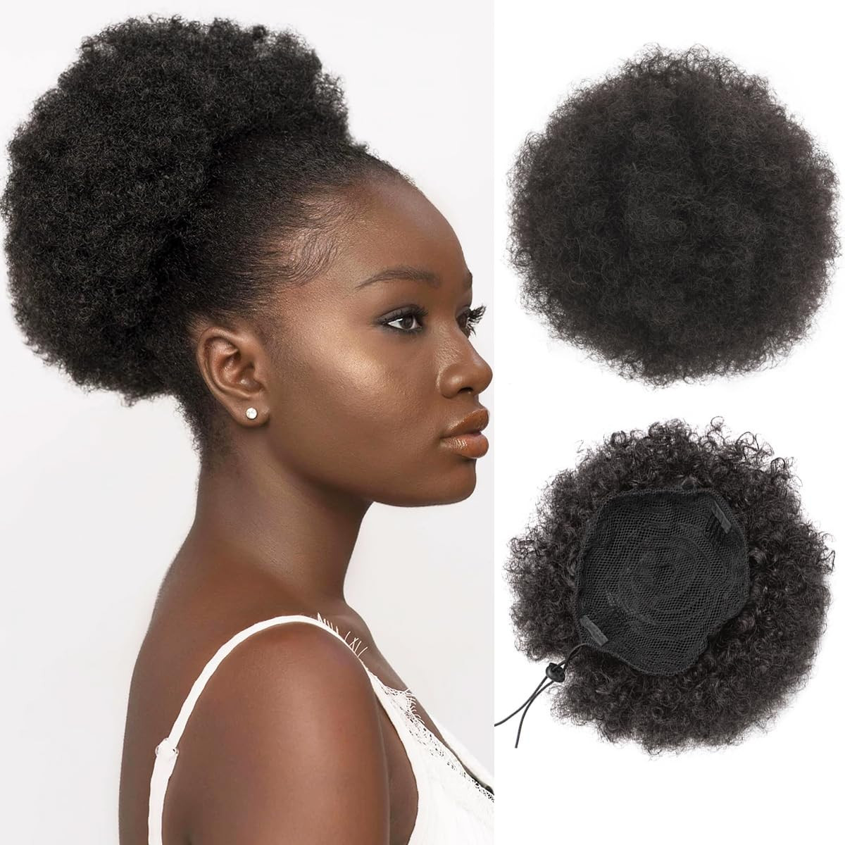 Afro Puff Ponytail for Black Women Kinky Curly Ponytail Hair Dark Brown Synthetic Hair Bun Extens... | Amazon (US)