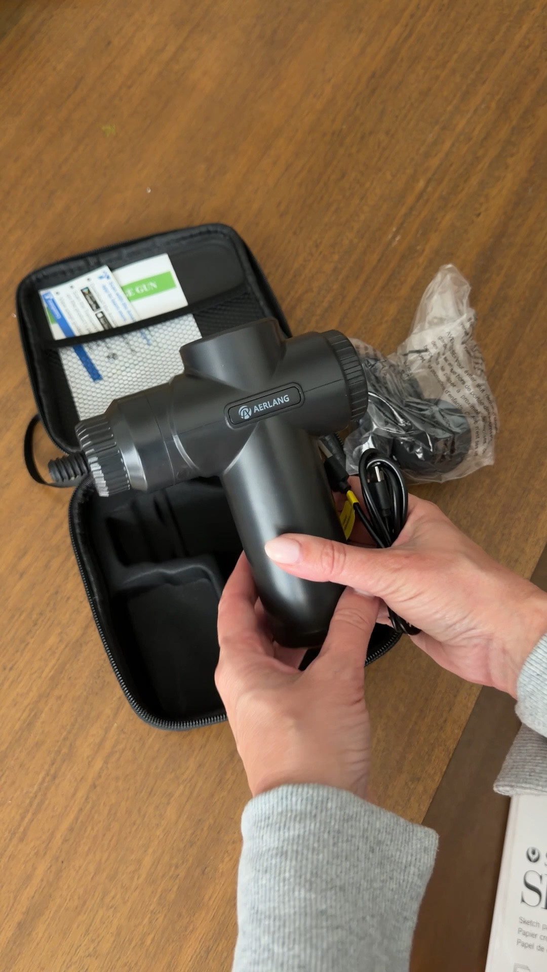 Rechargeable mini massage gun with 6 attachments. Also comes in pink.
.


#LTKfitnessgoals #LTKOver40 #LTKSaleAlert