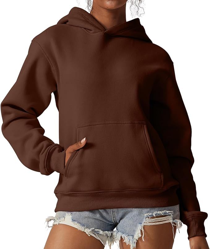 QINSEN Women's Fleece Hoodies Casual Long Sleeve Pullover Sweatershirts | Amazon (US)