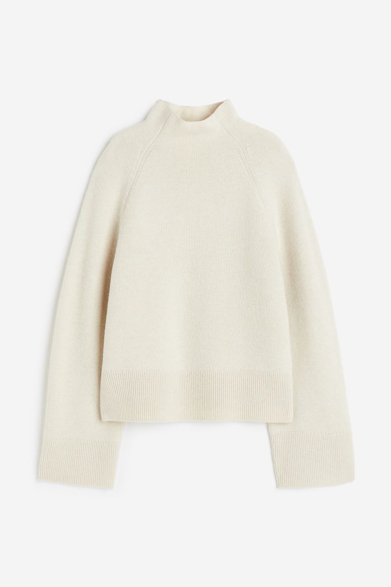 H & M - Wool-blend Mock-turtleneck Sweater - White | H&M (US + CA)