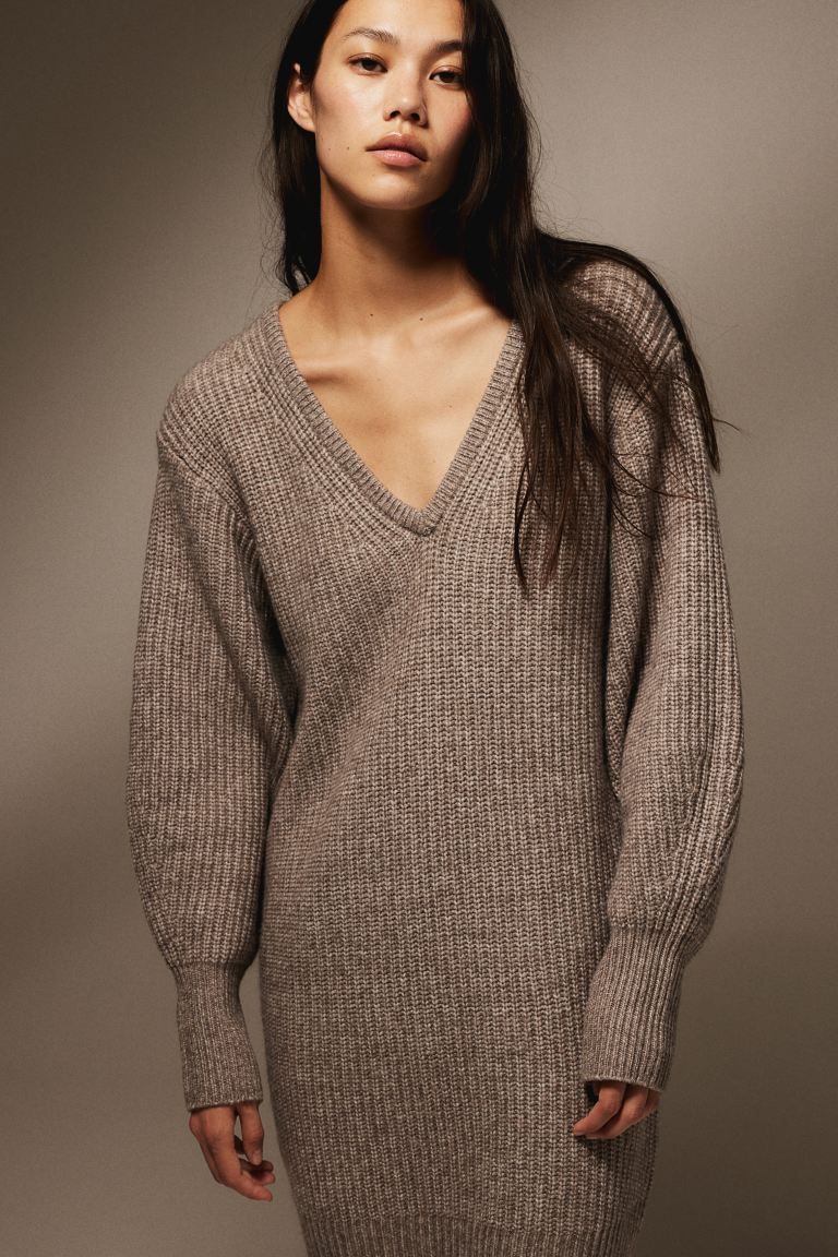 Rib-knit Dress - Taupe - Ladies | H&M US | H&M (US + CA)