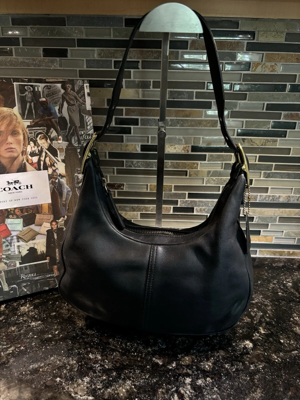 Coach Vintage West  Zoe Legacy Black Leather Hobo Shoulder Bag 9342 | eBay US