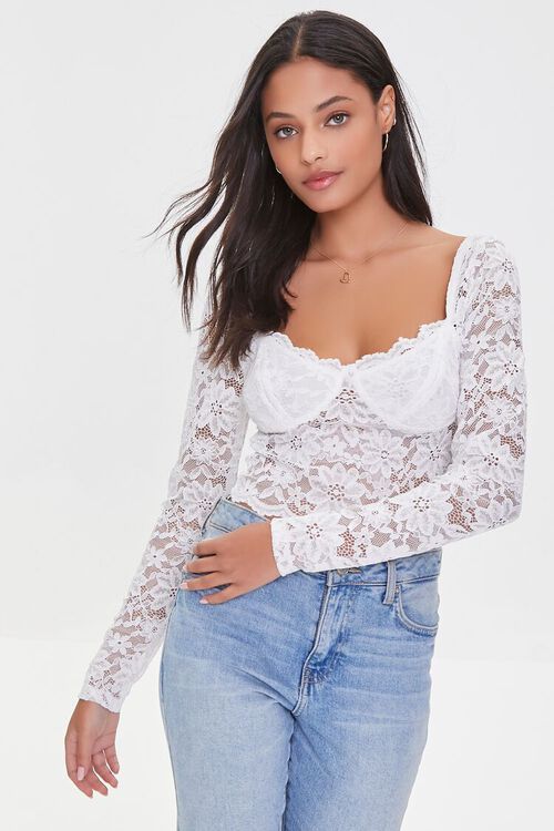 Floral Lace Scalloped Crop Top | Forever 21 (US)