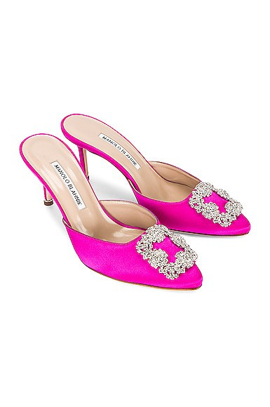 Manolo Blahnik Hangisi 70 Mule in Pink | FWRD 
