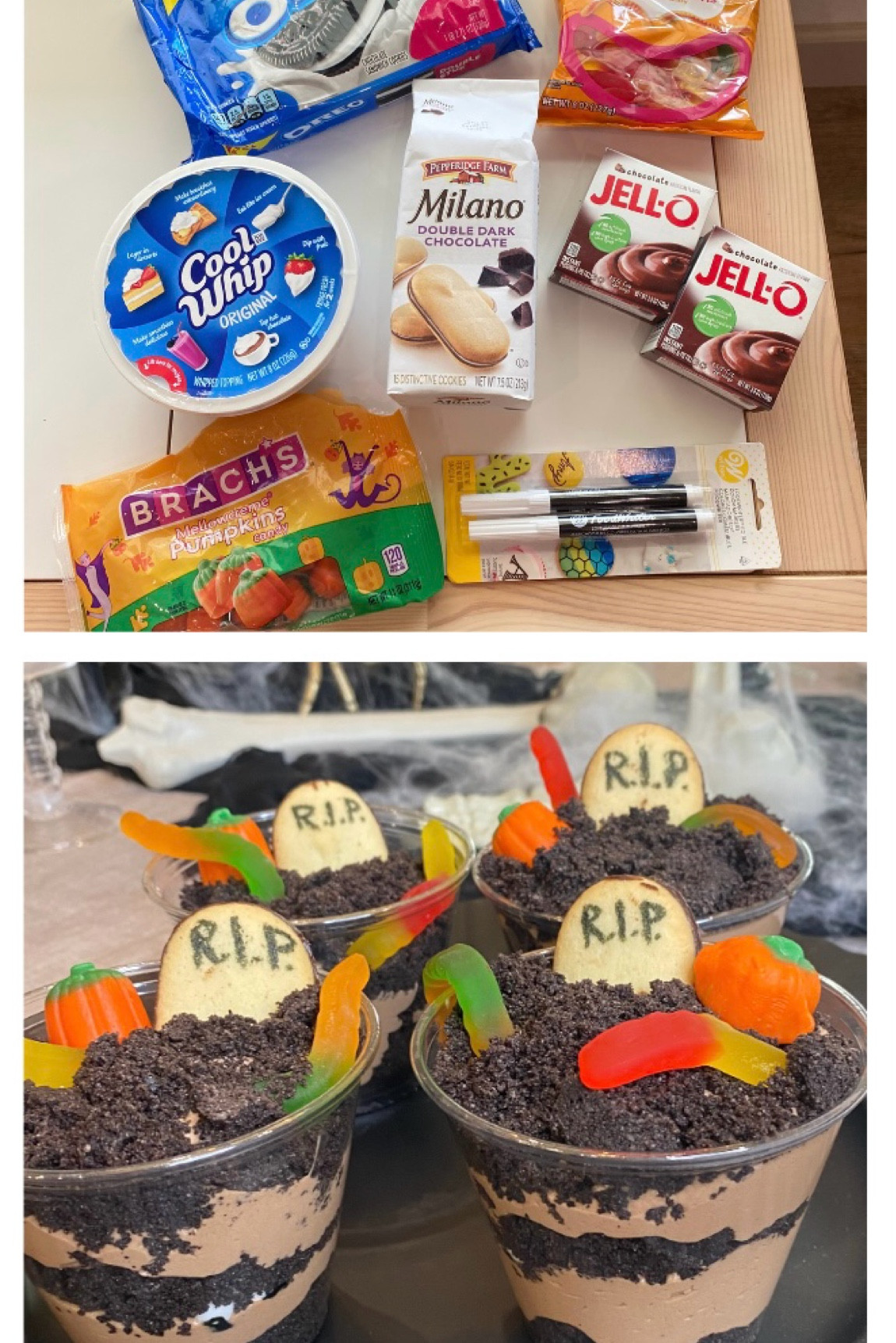 These are the ingredients that we used to make our delicious graveyard pudding cups from our snacks chapter of our Halloween e-book

#LTKFamily #LTKSeasonal #LTKKids