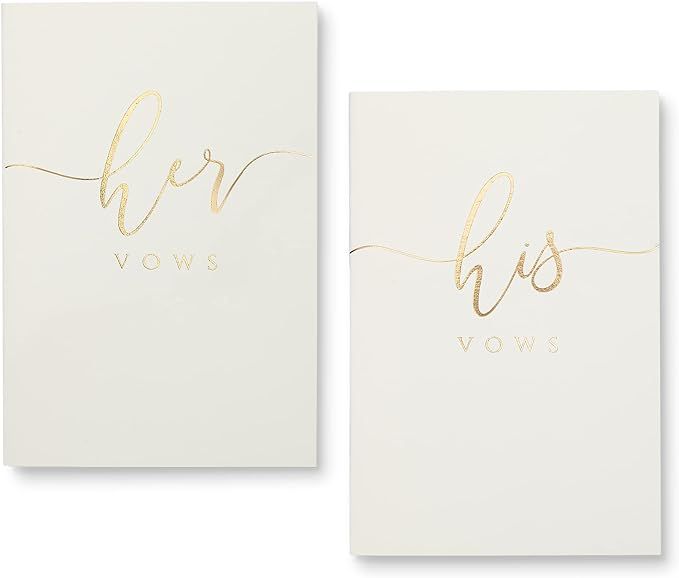 UNITED ESELL Ivory Wedding Vow Books His and Hers – Real Gold Foil Bride and Wedding Notebook w... | Amazon (US)