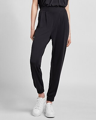 Super High Waisted Silky Sueded Jersey Joggers | Express