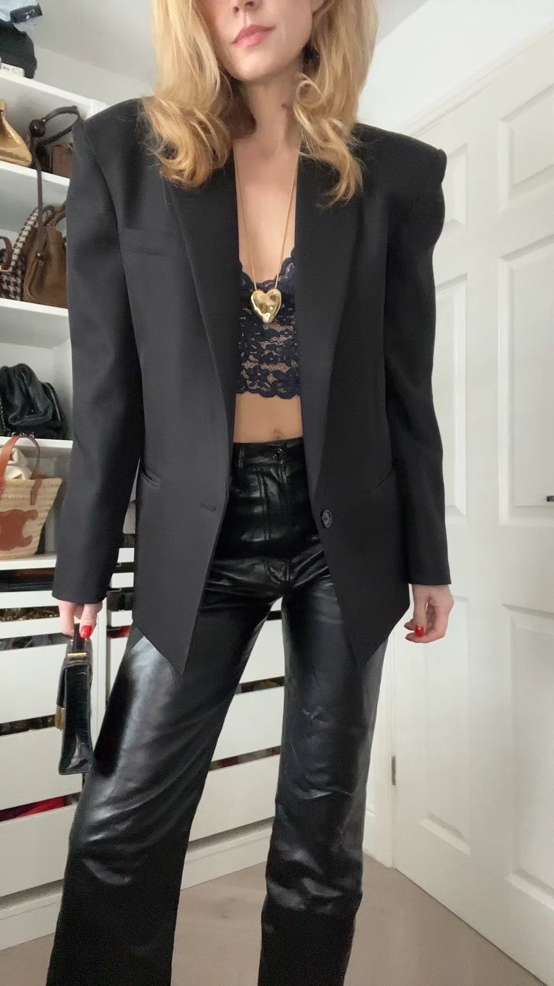 Leather trousers, Frankie shop blazer, alaia heels, papillon bag, lace dress, leather jacket 

#LTKwinter #LTKdatenight #LTKeurope