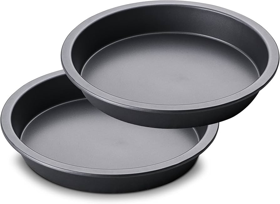 HONGBAKE Round Cake Baking Pan, 8 Inch, Shallow Cookie Pans, Layer Cake Pans with Wider Grips, No... | Amazon (US)