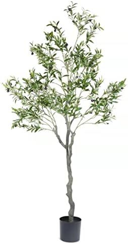 Nafresh Tall Faux Olive Tree，7Ft(84in) Realistic Texture Potted Silk Artificial Olive Tree， F... | Amazon (US)