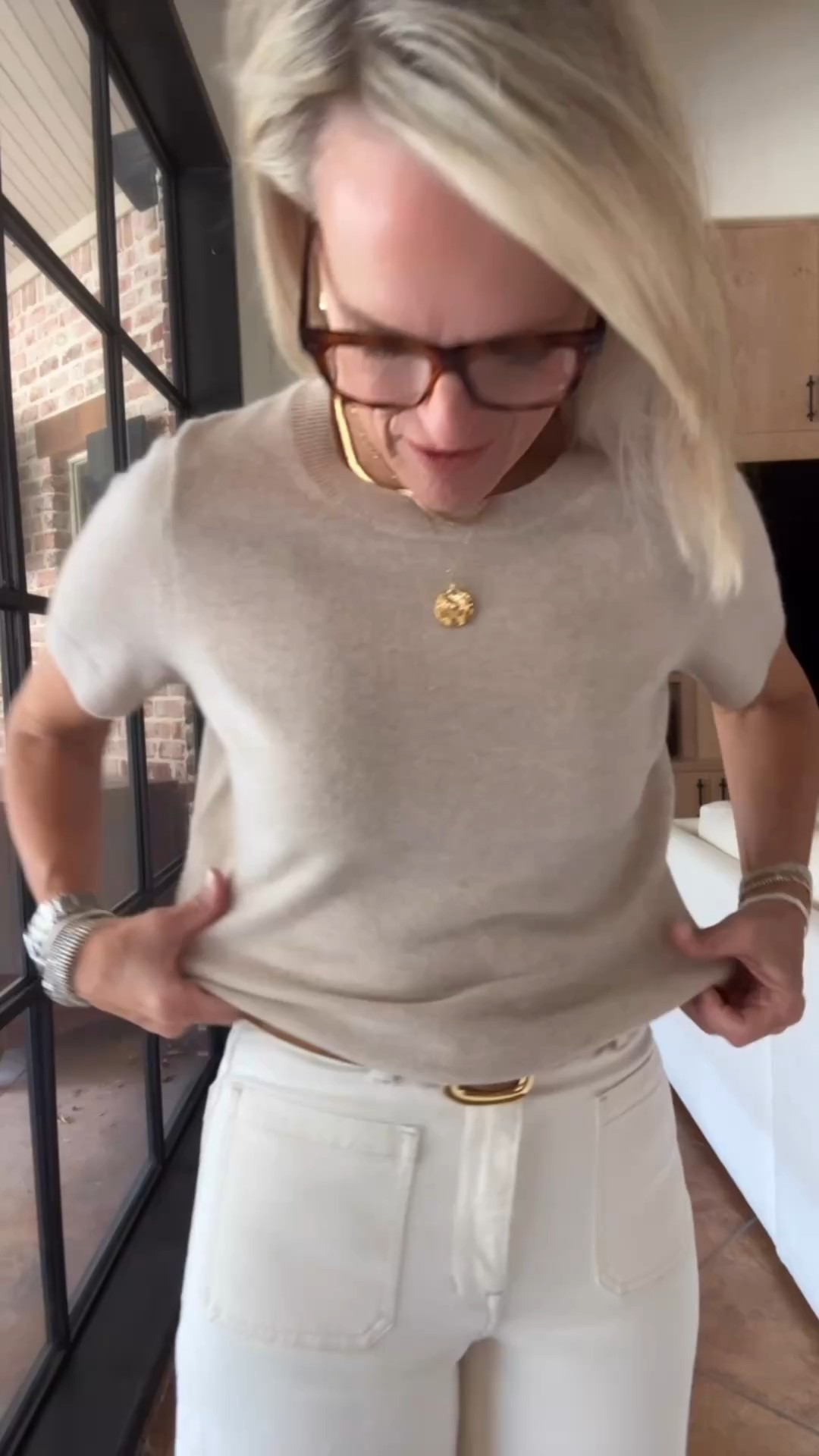 Lunch or brunch outfit idea. Love a good tone on tone 
Ecru denim is 25% off until 3/23 
Also the belt! 

Sweaters - both mediums 
Denim - fit is true to size

I’ve linked some similar sweater s in case this one sells out again. I do size up one size to a medium in these sweaters 

Narrative jewelry code SHOPCINDY 

Madewell 

#LTKOver40 #LTKStyleTip #LTKSaleAlert