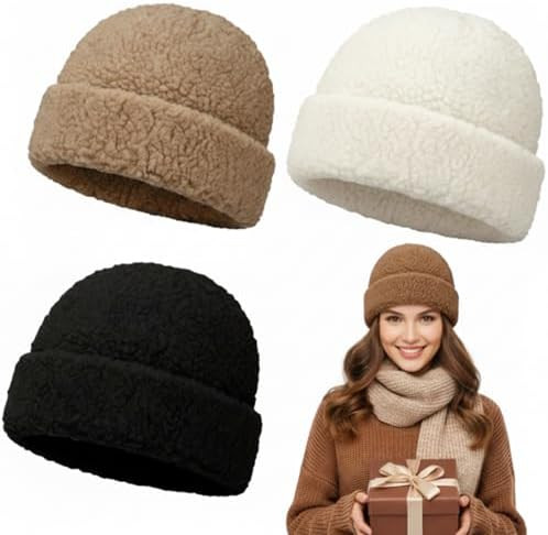 Bonuci 3 Pcs Winter Sherpa Hat in 3 Colors for Women Men Cute Warm Beanie for Winter Outdoor Cold... | Amazon (US)