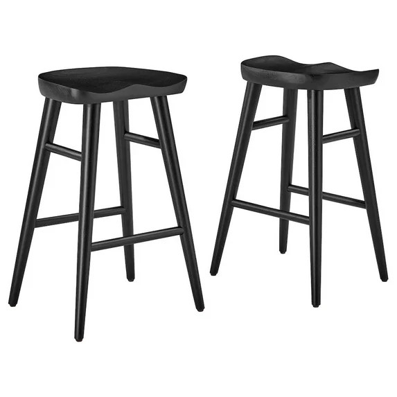 Modway Saville Backless Wood Counter Stools - Set of 2 in Black - Walmart.com | Walmart (US)