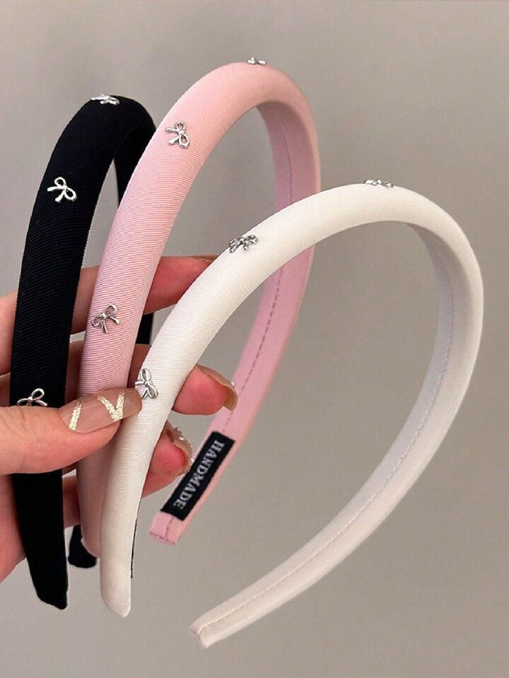 3/2/1 Peça Faixa De Cabeça Com Laço De Poliéster Para Mulheres, Acessórios De Faixa De Cabeça Elegantes, Românticos, Casuais E Bonitos, Faixa De Cabelo, Aro De Cabelo, Faixa De Cabelo, Aros De Cabelo | SHEIN