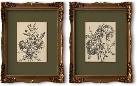 Flower Sketch Wall Art Sage Green Floral Canvas Poster Vintage Botanical Wall Decor Peony Flower ... | Amazon (US)