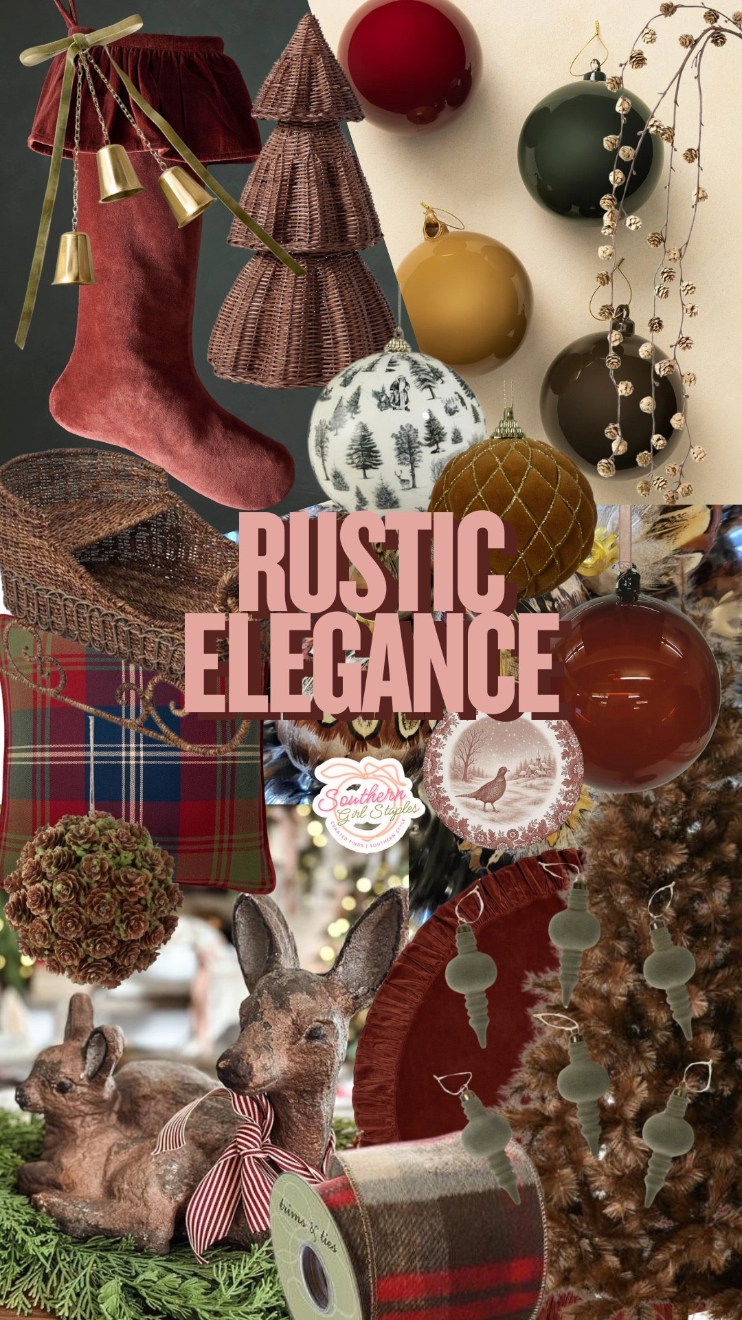 🎄 RUSTIC ELEGANCE 🎄

A cozy mix of plaid, pine, and timeless charm. 🍂✨ This tree theme blends deep forest greens, rich russets, and warm golds with natural textures like wicker, velvet, and feathers — creating that perfect “cabin at Christmas” feel.

🦌 Style Tip:
Layer plaid ribbons, woodland ornaments, and soft greenery for a look that feels both elevated and homey. Add touches of brass or gold bells for a little sparkle that still feels organic.

It’s warm, classic, and perfectly Southern — like Christmas by the fireside. 🔔🌲

#RusticElegance #SouthernGirlStaples #ChristmasDecor #HolidayHome #LTKHoliday #WoodlandChristmas #ClassicChristmas #PlaidAndPine #CozyChristmasStyle

#LTKHoliday #LTKHome #LTKSeasonal