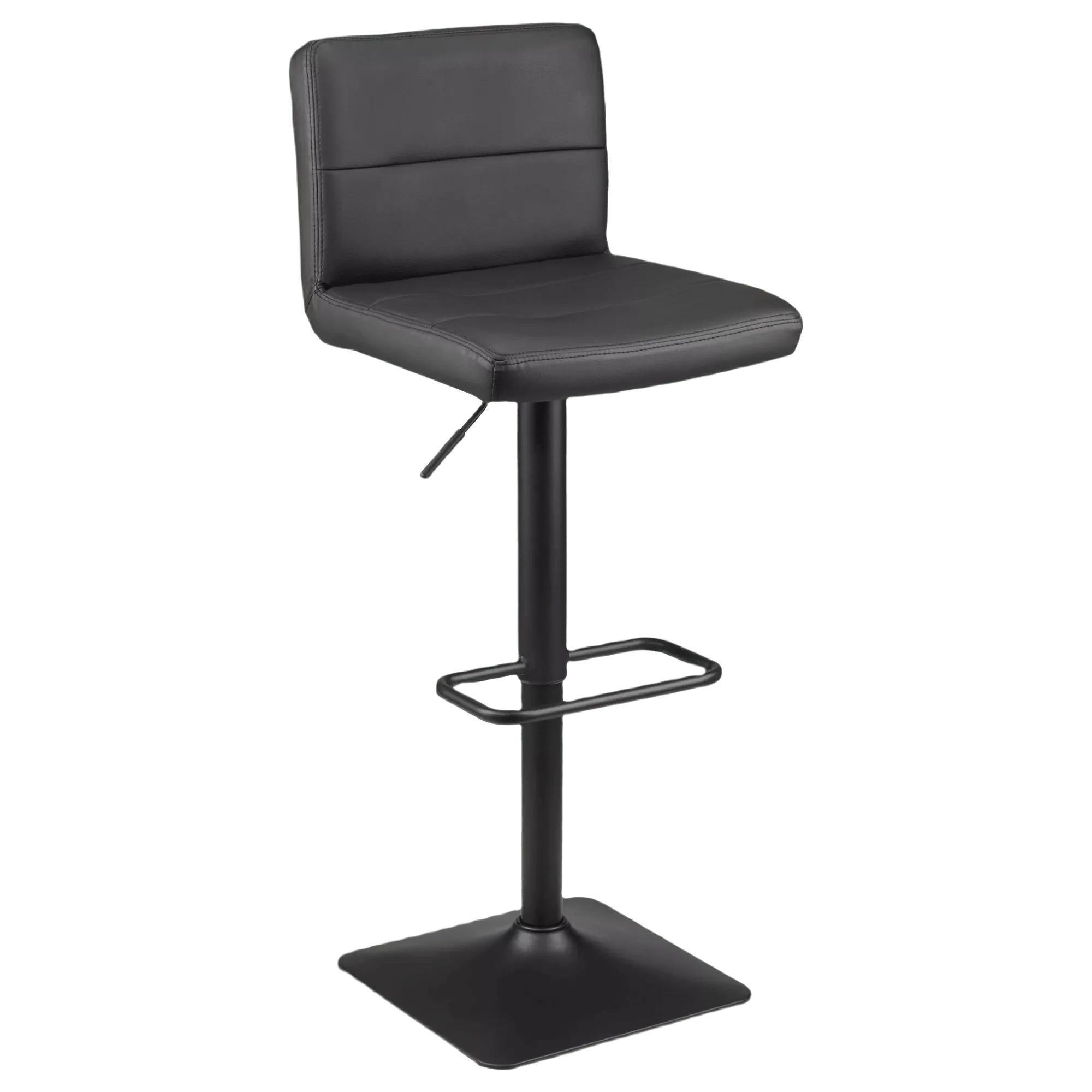 Black Matte Faux Leather and Metal Adjustable Bar Stool | Bouclair