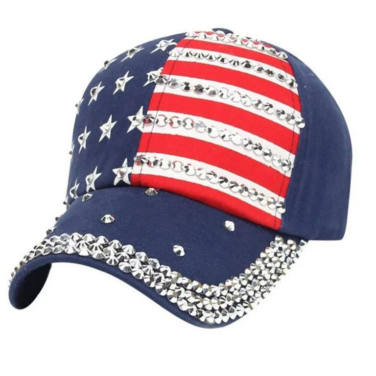 NUOLUX American Flag Patriotic Flag Baseball Sparkle Rhinestone Hat for Women (Blue) - Walmart.co... | Walmart (US)