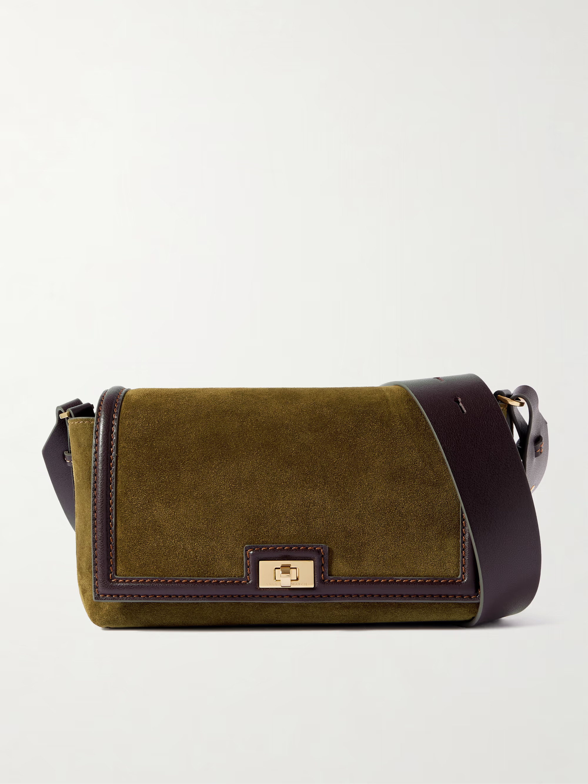 Mortimer Frame leather-trimmed suede shoulder bag | NET-A-PORTER (US)