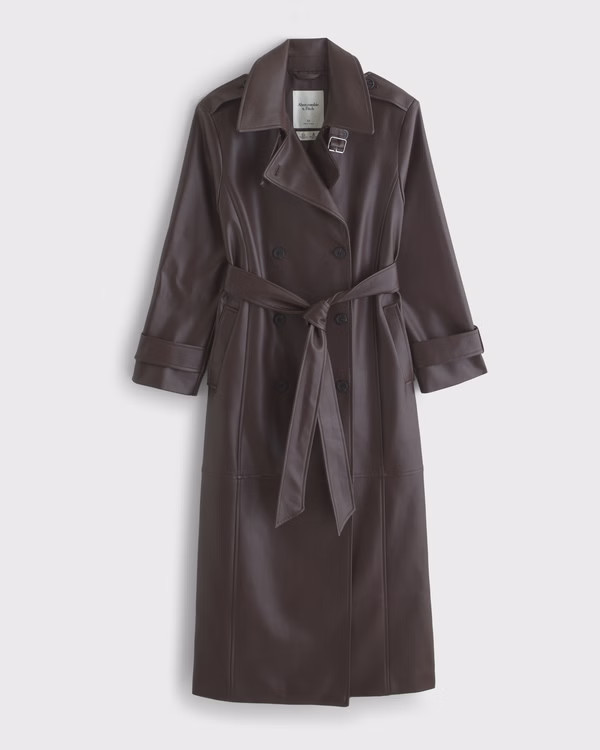 Vegan Leather Trench Coat | Abercrombie & Fitch (US)