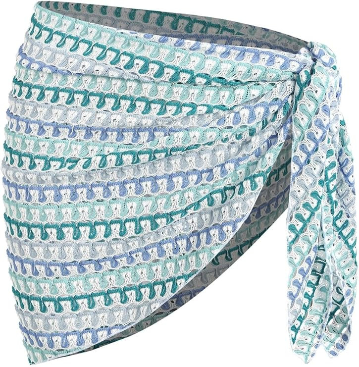 ZAFUL Sarong Coverups for Women Beach Vacation Fishnet See Thru Tie Side Bathing Suit Cover Up Mi... | Amazon (US)