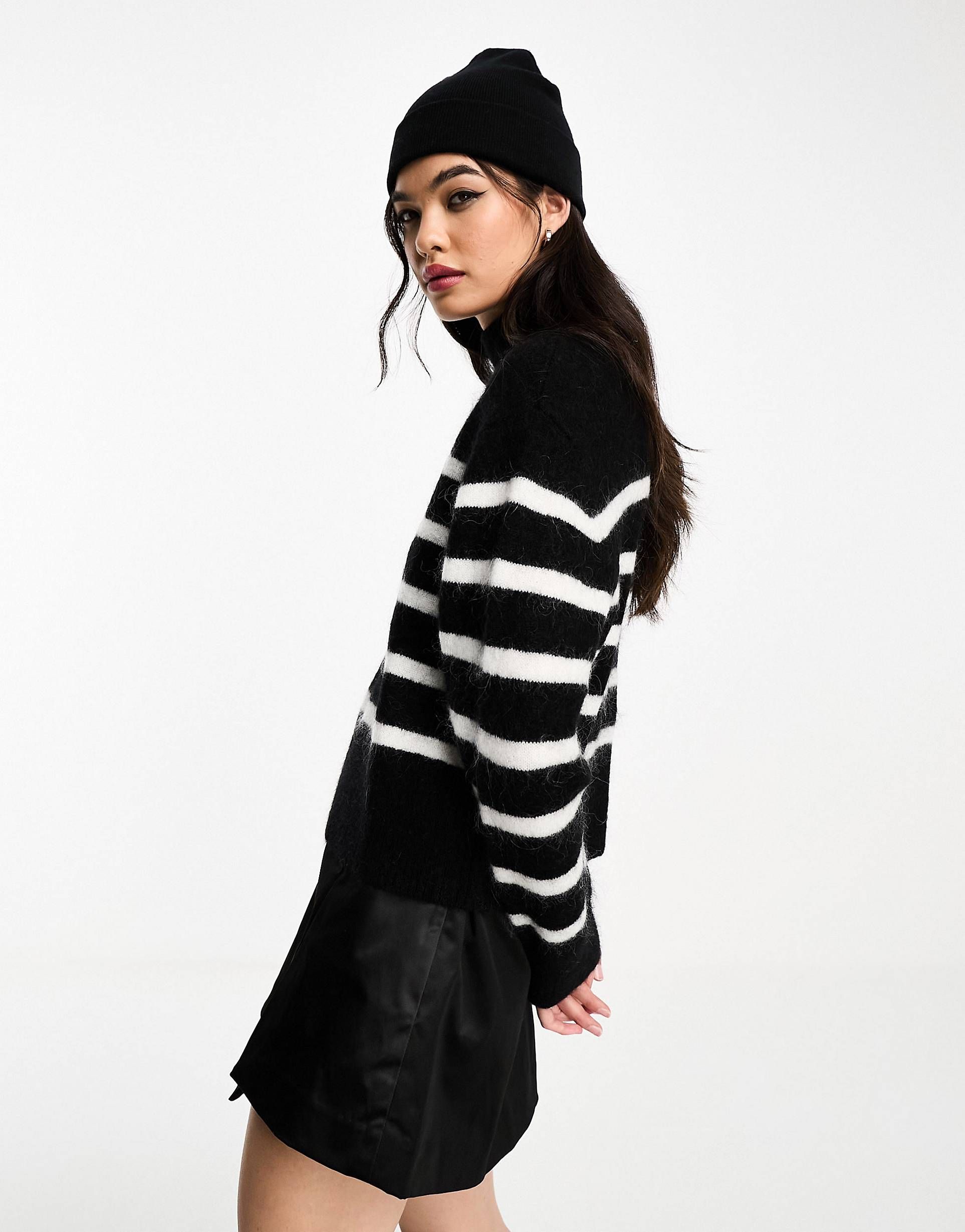 & Other Stories wool and merino jumper in black and white stripe | ASOS (Global)