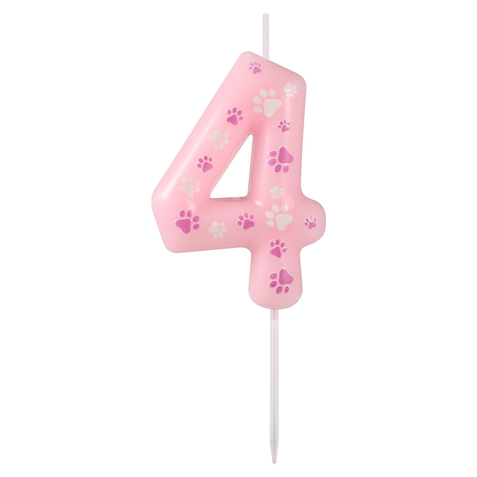 Dog Paw Birthday Candle, Pink Dog Paw Print Themed Birthday Candle Cute Numeral Birthday Cake Top... | Amazon (US)