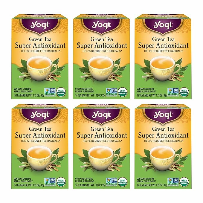 Yogi Tea Green Tea Super Antioxidant Tea - 16 Tea Bags per Pack (6 Packs) - Organic Green Tea for... | Amazon (US)