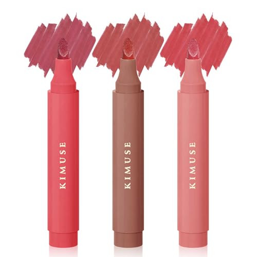 KIMUSE Lip Stain Tip Marker Set, Long Lasting Waterproof Smudgeproof Lip Liner Stain, Matte Natural Finish, All Day Wear Lip Color (Sunset Nudes) | Amazon (US)