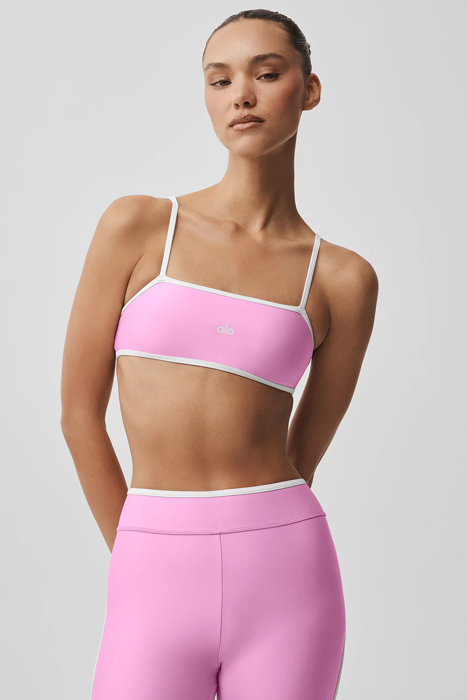 ALO | Airlift Charger Bra in Candy Heart Pink/White, Size: 2XS | Alo Yoga (US)