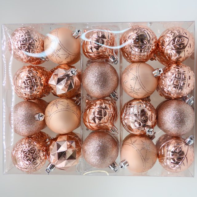 Light Blush Pink Shatterproof Christmas Ornaments, 2.36 in, 40 Count, by Holiday Time | Walmart (US)