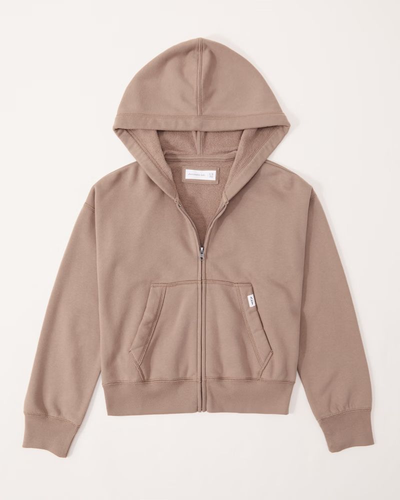 cropped easy-fit full-zip hoodie | Abercrombie & Fitch (US)