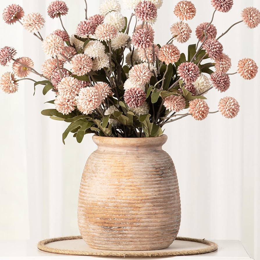 Ceramic Flowers Rustic Vase, Neutral Pottery Farmhouse Vases Home Decor, 7.48" Terracotta Pampas ... | Amazon (US)