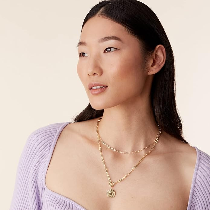 PAVOI 14K Gold Plated Layering Necklaces | Stylish Minimalist Design Pendant Necklaces | Bar, Lot... | Amazon (US)