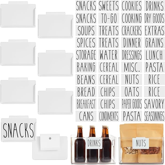Talented Kitchen 8 Piece Metal Basket Labels Clip On Holders with 40 Labels for Kitchen Storage, ... | Amazon (US)