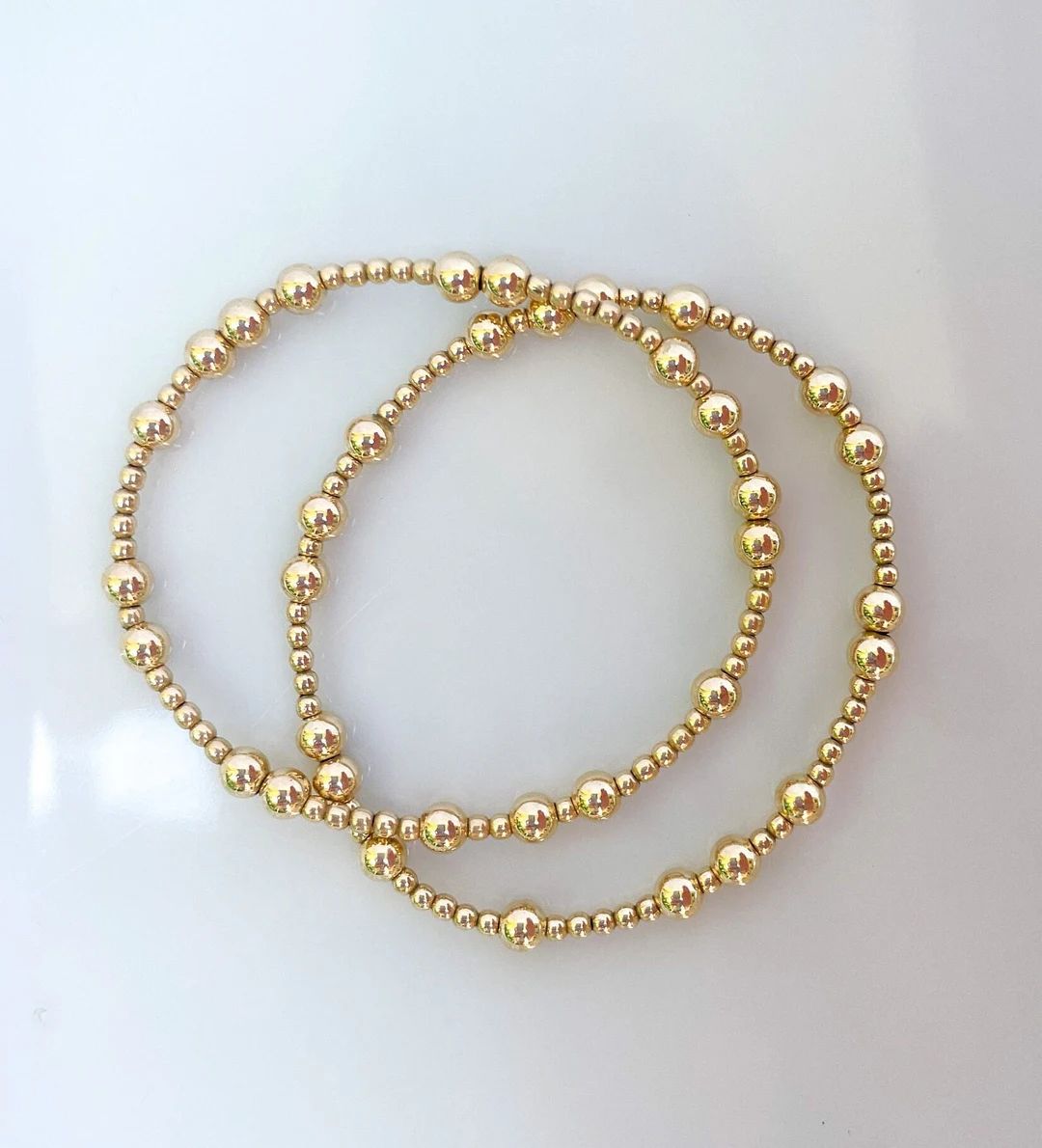 14k Gold Filled Scattered Beaded Bracelet Dainty Bracelets Customizable Stacking Bracelets Gifts ... | Etsy (US)