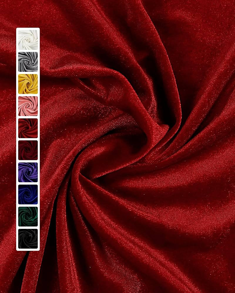 HOTGODEN Red Stretch Velvet Fabric by The Yard: 63" Wide 1 Yards 95% Polyester 5% Spandex Velvet ... | Amazon (US)