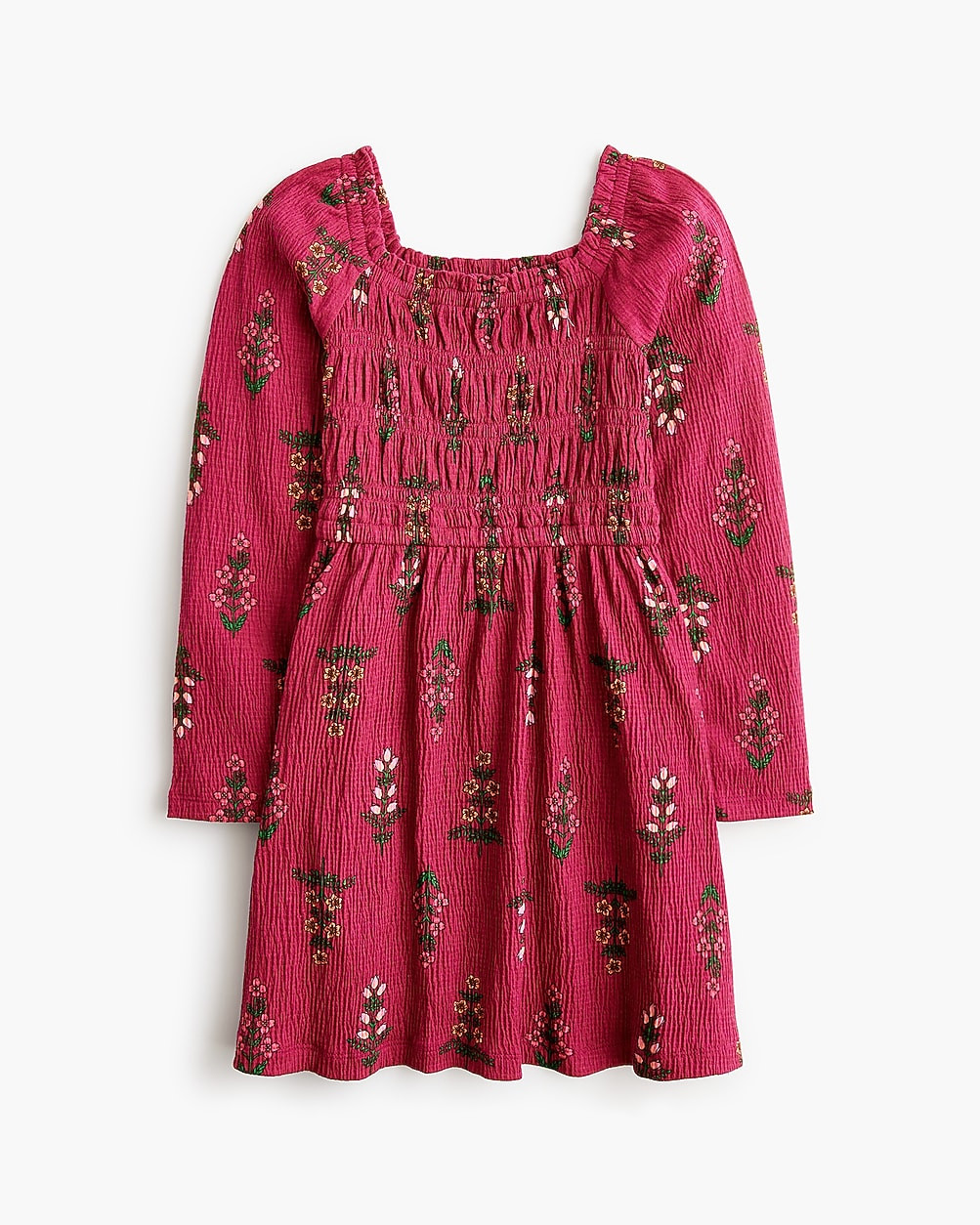 Girls' floral crinkle knit smocked dress | J.Crew Factory