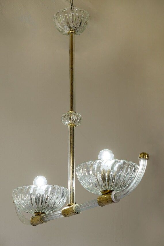 Barovier & Toso Murano Glass Chandelier 2 Luci Italia 1940 - Etsy | Etsy (US)