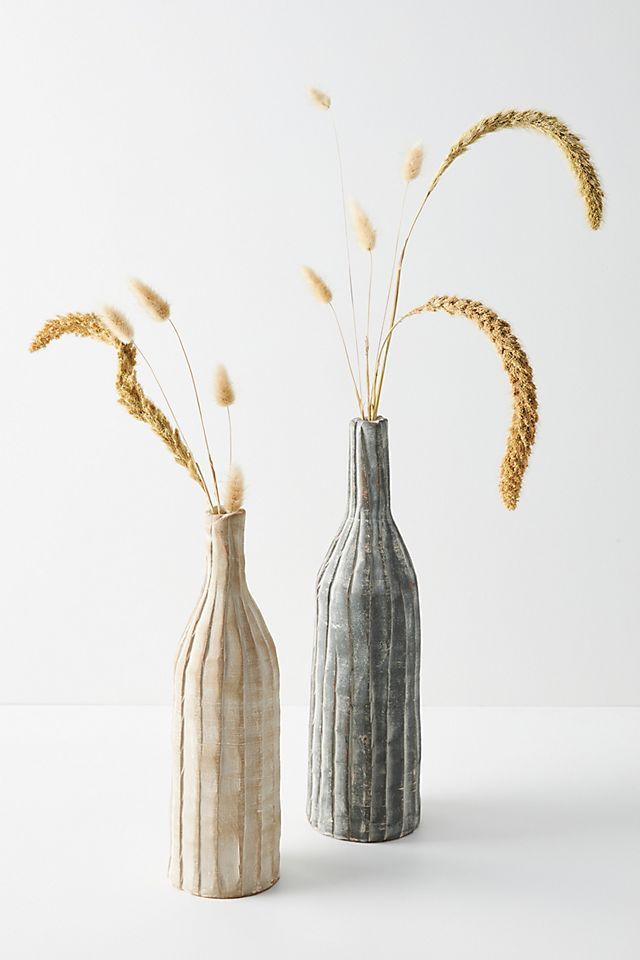 Ribbed Clay Decorative Vases, Set of 2 | Anthropologie (US)