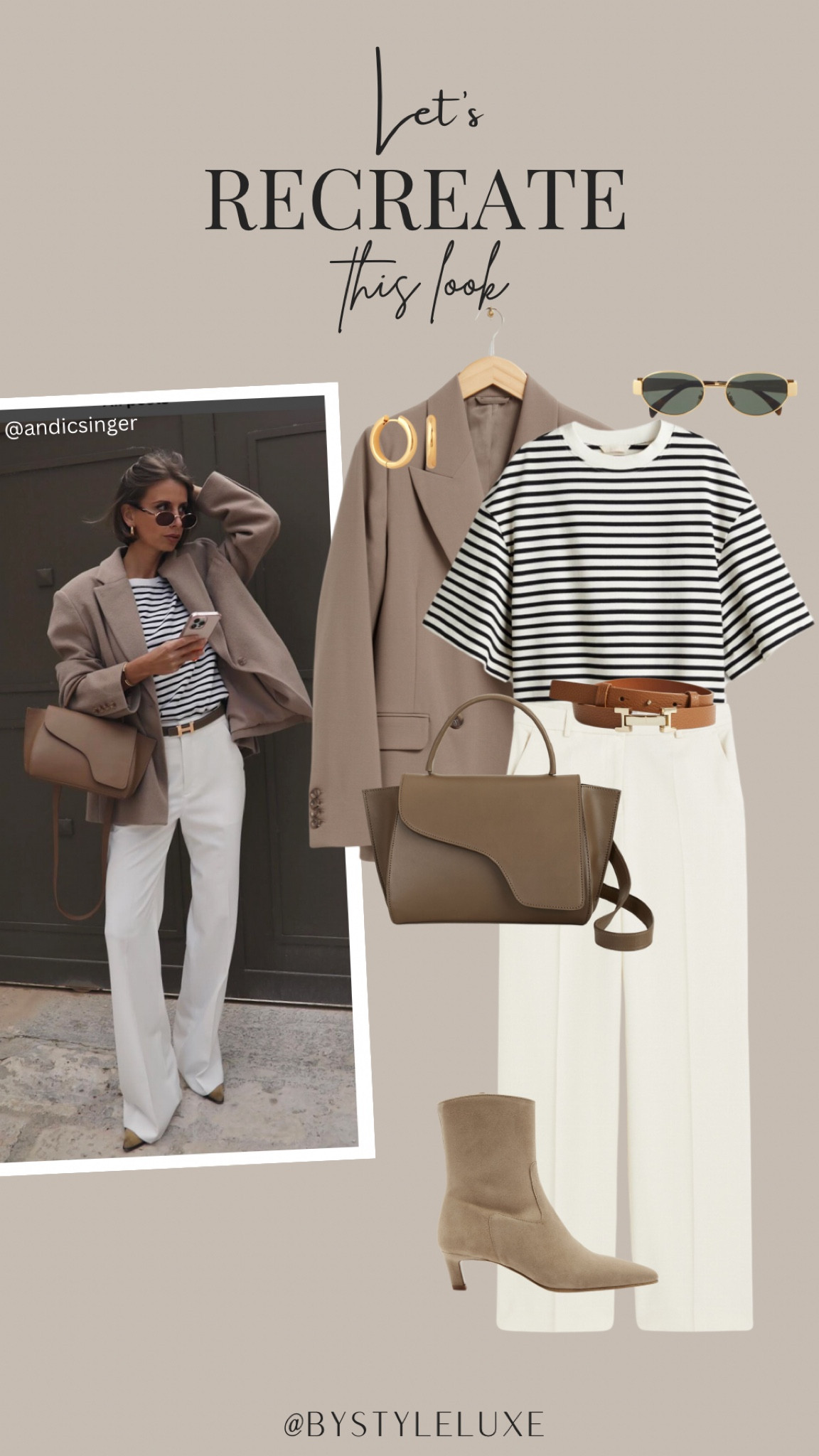 Let’s Recreate This Look: Beige blazer styling from @andicsinger 🖤
#springlook #stripe #neutrals

#LTKitbag #LTKstyletip #LTKshoecrush