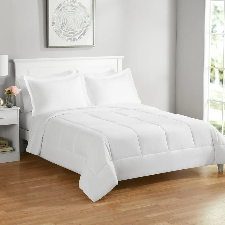 Mainstays 7 Piece Reversible Bed in a Bag Comforter Set with Sheets, White, Full | Walmart (US)