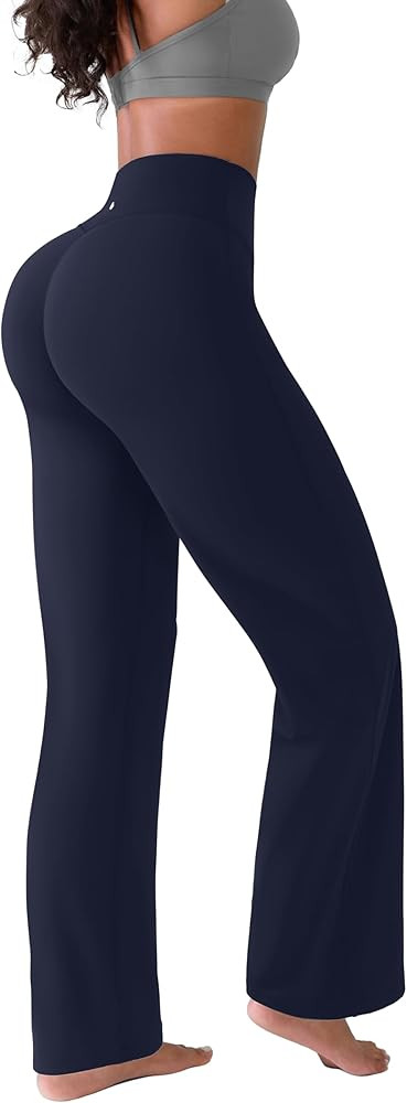 BRXL Womens High Waist Tummy Control Straight Leg Workout Leggings Wide Leg Yoga Pants Fold Over ... | Amazon (US)