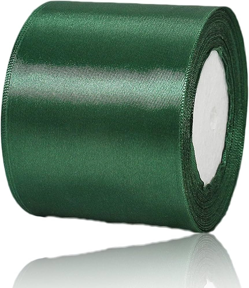 Dark Green Ribbon 3 Inch x 25 Yards, Satin Fabric Ribbon for DIY Crafts, Gift Wrapping, Bows Maki... | Amazon (US)